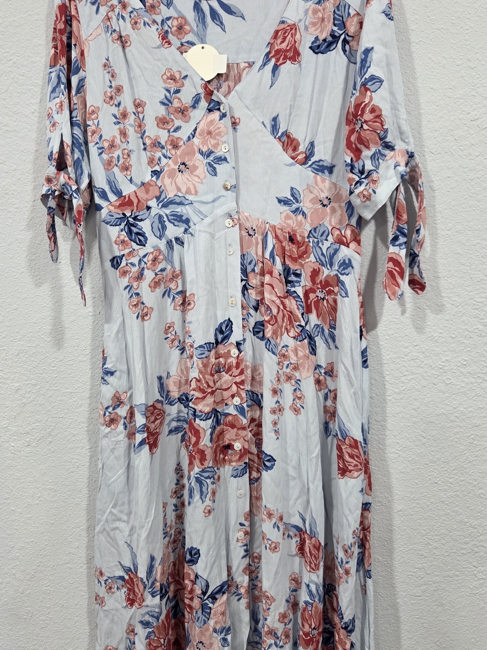 ODDY Light Blue Midi Dress with Pink Floral Print